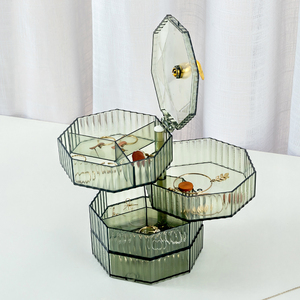 Jewelry Box Storage Organizer With <b>Mirror</b> And Compartments For Earrings Necklaces Hairpins And Accessories - Product Image 3