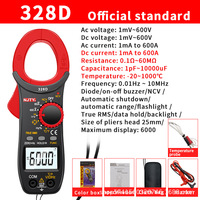 NJTY TY-328D Multimeter jepit Digital, alat pengukur elektronik frekuensi temperatur tegangan arus AC/DC Multimeter