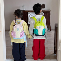 Sac à dos en nylon pour enfants, color block, décontracté, pour l'extérieur, voyage, réduction de la charge, grande et petite taille, unisexe, fermeture éclair et cordon de serrage