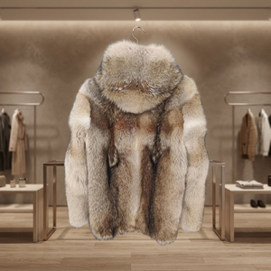 Manteau d'hiver imperméable personnalisé de toutes les couleurs pour hommes, taille plus, avec capuche et bordure en fourrure de renard véritable - Product Image 2