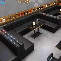 Personalizar bar Muebles Set Discoteca Negro Cuero Sofás bar Led Cubo Mesa Club Hookah Salón Muebles Set