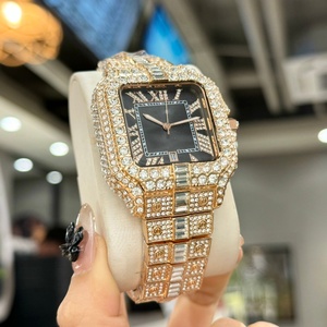 Reloj de Lujo con Diamantes Cuadrados Chapado en Oro de 18K para Hombre y Mujer, Reloj de Cuarzo con Números Romanos, Fecha, Resistente al Agua, Reloj de Pulsera Moderno - Product Image 2