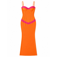 Anjie Maßgeschneidertes Logo OEM ODM Private Label OEKO-TEX BSCI Spitzenbesatz Cami Korsett Bodycon Maxikleid Damen Party Hersteller