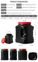Bouteille à sauce carrée en plastique PE noir mat résistante aux hautes températures de 3225 ml avec poignée, récipient à sirop à large ouverture de qualité alimentaire