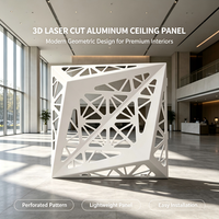 Panneau de plafond en aluminium découpé au laser 3D géométrique moderne, panneau métallique perforé stéréo pour la décoration de la réception et du hall