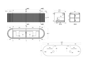 <span class=keywords><strong>Meuble</strong></span>-lavabo sur mesure <span class=keywords><strong>de</strong></span> 180 cm à cannelures avec deux vasques en céramique cannelées, armoire <span class=keywords><strong>de</strong></span> rangement <span class=keywords><strong>de</strong></span> <span class=keywords><strong>salle</strong></span> <span class=keywords><strong>de</strong></span> <span class=keywords><strong>bain</strong></span> flottante incurvée pour villa et hôtel - Product Image 5