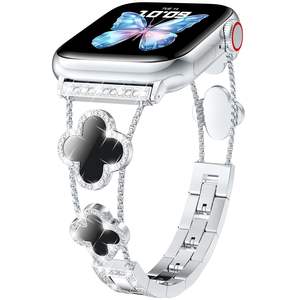 <span class=keywords><strong>Bracelet</strong></span> pour <span class=keywords><strong>femme</strong></span> en métal avec trèfle porte-bonheur brillant et diamants, pour <span class=keywords><strong>Apple</strong></span> <span class=keywords><strong>Watch</strong></span> Series 11/10/9/<span class=keywords><strong>8</strong></span>/7 SE Ultra 3 - Product Image 4