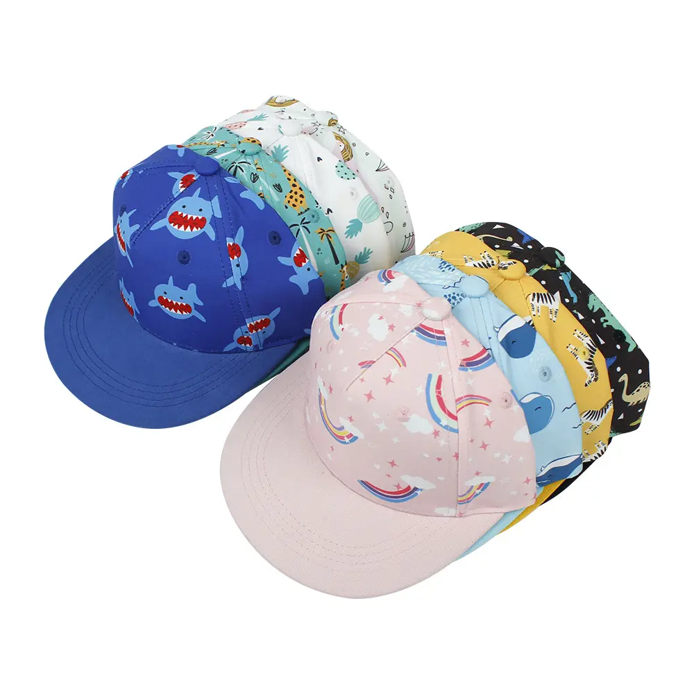 Custom 5 Panels 100% polyester Sublimation Baby child toddler Floral Snapback Hat Baseball Cap Wholesale
