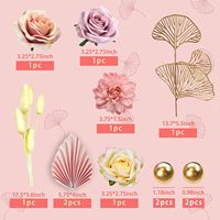 Lot de 12 décorations florales bohèmes pour gâteaux – Herbe de la Pampa, Dahlia, Rose Dorée, Feuille de Ginkgo, Lettres de félicitations – Fournitures pour fêtes de mariage