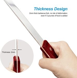 Thịt nướng đồ dùng thép không gỉ thịt ngã ba thêm dài phẳng Kebab xiên cho BBQ nướng - Product Image 4