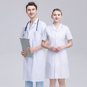 Abito bianco a maniche lunghe abbigliamento medico femminile cappotto a maniche corte abbigliamento da infermiera abbigliamento da lavoro in vendita - Product Image 4
