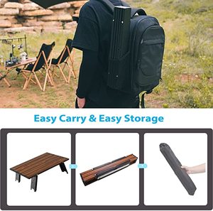 Conjunto de Mesa y Sillas Plegables de Madera para Picnic y Camping, Mesa de Exterior con Cuatro Sillas - Product Image 2