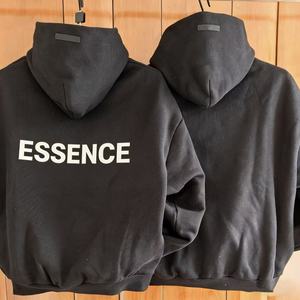 Solid Color Logo Flocked Wool/Viscose Fleece Half Zip Quick Dry Hoodie Light Oatmeal - Product Image 1