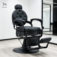 Fauteuil de barbier professionnel vintage en cuir, ergonomique et inclinable pour salon de coiffure