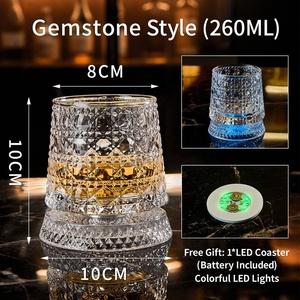 Juego de Vasos Giratorios de Cristal de Lujo con Posavasos Luminoso para Regalo del Día del Padre, Vaso de Whisky de Diamante Antiderrames, Venta al por Mayor - Product Image 3