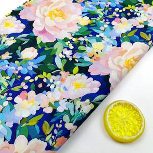 Nouveauté <span class=keywords><strong>Tissu</strong></span> en popeline de coton biologique multi-couleurs à imprimé floral grand format pour filles et enfants, pour robes et costumes - Product Image 2