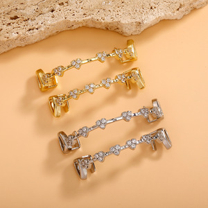 Venta al por mayor: Parrilla dental de oro estilo hip hop con corazón de circonita y diamantes, personalizada y a la moda, para decoración dental. - Product Image 2