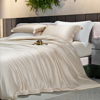 Ensemble de literie en satin de bambou pur, couleur unie, linge de lit en bambou