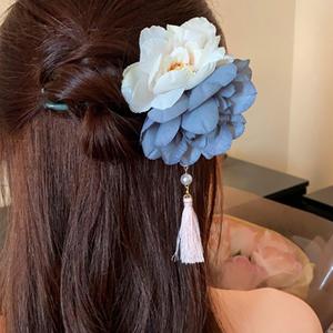 Style chinois Super fée plaque cheveux coloré fleur en forme de U épingle à cheveux Hanfu nouveau tempérament gland grande fleur épingle à cheveux - Product Image 2