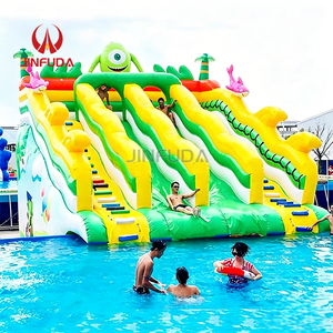 Parc aquatique gonflable commercial sur mesure en gros, parcours d'obstacles aquatiques au sol et toboggan pour parc aquatique - Product Image 5