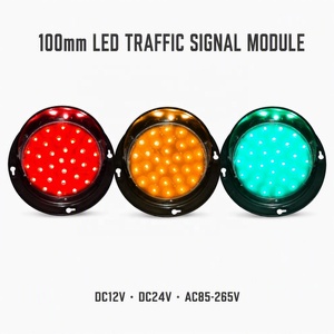 Module de feux de signalisation LED 100 mm rouge jaune vert DC12V DC24V AC85-265V Prêt à l'emploi Stock disponible Fournisseur OEM ODM - Product Image 1