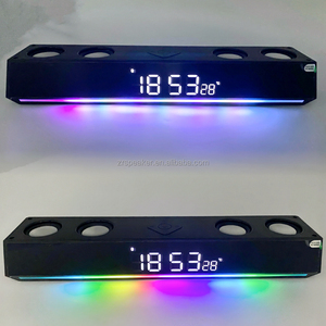 Miroir LED avec effets sonores stéréo <span class=keywords><strong>A4</strong></span>, basses sans fil, miroir de bureau, entrée ligne, haut-parleurs de jeu avec réveil intelligent - Product Image 1