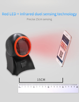 Scanner de codes à barres de bureau, lecteur de codes à barres QR filaire USB mains libres, détection d'image de code à barres 1D 2D pour entrepôt, supermarché