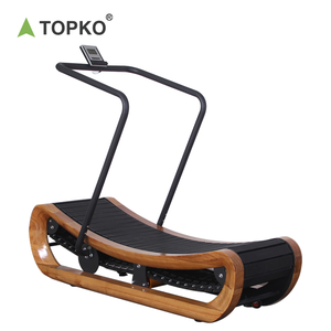 TOPKO <strong>Non</strong>-<strong>Motorized</strong> Electric Runway Curved Wooden <strong>Treadmill</strong> for Home Fitness with LED Screen Manual Workout - Product Image 1