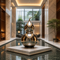 Grande statue de gourde en métal, sculpture en acier inoxydable poli miroir pour la décoration intérieure de hall d'hôtel et les éléments aquatiques