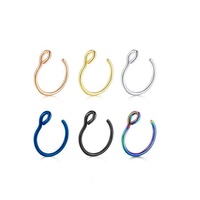 Promo! Perhiasan Telinga Septum Imitasi Baja Anti Karat, Cincin Hidung Model Obtuse, Cincin Bibir Model Fish Hook Tanpa Tindik untuk Wanita dan Pria