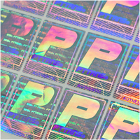 Étiquettes personnalisées en PET holographique 3D, écologiques, avec logo personnalisé, laser, adhésives, imperméables, anti-contrefaçon, avec code QR