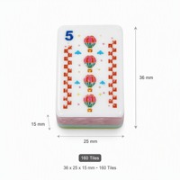 Jeu de Mahjong en Acrylique Rose, Motif Montgolfière de Carnaval et Chat Noir, Tuiles de Mahjong, Jeu de Société, Cadeau de Mahjong