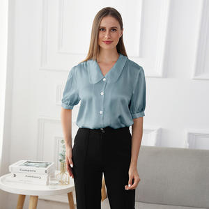 Design di lusso 100% 19momme <span class=keywords><strong>manica</strong></span> corta Charmeuse rosa camicetta di seta camicie di seta Versatile per le donne - Product Image 3