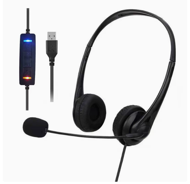 2026 Type-C Wired Stereo Headset Call Center Computer Headphone Adjustable Headset Bass Sound with Mic