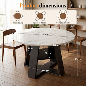 Modern Industrial Solid Wood <b>Dining</b> <b>Table</b> Easy Clean Waterproof Multi-Functional Central Storage Rack 4-Seater Entry Assembled - Product Image 5