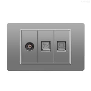 Panel de enchufes de pared para TV por cable, PC industrial, ordenador, satélite, con interruptor - Product Image 6