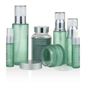 5ml 10ml 15ml 20ml 30ml 50ml 200ml 30g Ensemble d'emballages de soins de la peau de luxe <span class=keywords><strong>vert</strong></span> givré Flacon <span class=keywords><strong>en</strong></span> verre compte-gouttes/pompe/bouchon à vis - Product Image 1