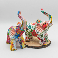 Vente en gros de statue d'éléphant colorée en résine Graffiti Art Décoration Résine Artisanat pour la maison et le jardin Décoration et cadeaux