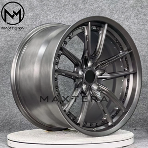 Jantes Maxtera forgées sur mesure, finition brossée noire, style <span class=keywords><strong>Brixton</strong></span> 2PC pour BMW, Porsche 911, Audi, AMG GT-R, Mustang, Camaro, Corvette, jantes en alliage - Product Image 1