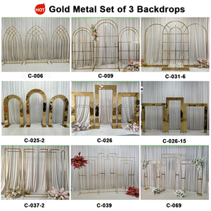 New Design Multi Circle Gold Stainless Steel LED Lighted Wedding <b>Backdrop</b> <b>Stand</b> Metal Frame Display Rack Wedding Stage Decor - Product Image 6