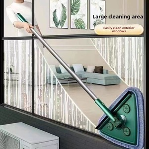 Mop piatto triangolare con manico lungo, asta telescopica, testa magica in microfibra per la pulizia di pavimenti, finestre e auto - Product Image 6