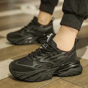 Chaussures de sport pour hommes en promotion : Nouveaux modèles de baskets noires épaisses, chaussures de course et de mode pour hommes - Product Image 5