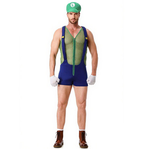 Disfraz de Fontanero Sexy para Hombre, Disfraz de Halloween para Adultos, Cosplay de Hermanos, Body de Malla Novedoso, Traje de Fiesta - Product Image 3