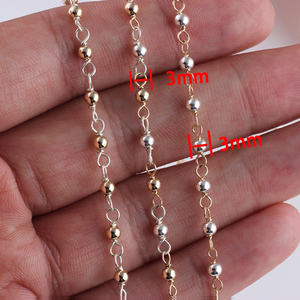 Cadena de Oro Laminado de 14K de 3mm Hecha a Mano con Cuentas de Tres Tonos y Cuentas de Plata S925 <span class=keywords><strong>para</strong></span> Fabricación de Joyas, <span class=keywords><strong>Collares</strong></span> y Pulseras - Product Image 6