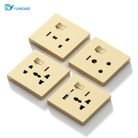 Interruptores de Luz de Pared Eléctricos con Control Táctil Cuadrado, Estilo Moderno Dorado, Estándar del Reino Unido 16A, con Indicador LED para Decoración del Hogar