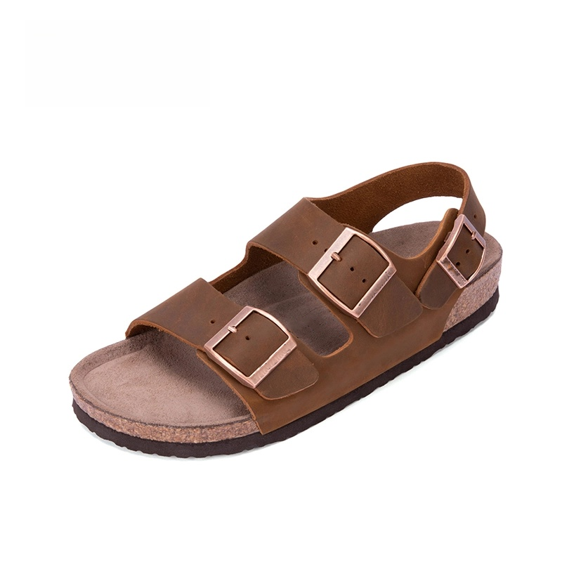 Authentic German Craftsmanship Birkenstocks Milan Cowhide Sandals Summer Fashion Trend Hard-wearing Natural Cork Slippers Arch