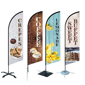 Outdoor Advertisement Digital Print Banner Beach Flag Pole Kit with logo Custom Lemon Ice Cream Cake Feather Flag