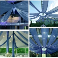 Voilages de plafond de luxe blancs pour mariage, lumières étoilées, rideaux en soie laiteuse ondulée, draperies de toit de tente, décoration élégante et romantique pour événements