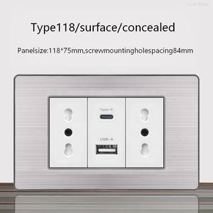 Prise murale multiprise standard italienne, cordon d'alimentation mural triple, avec prise de charge rapide USB de type C - Product Image 5