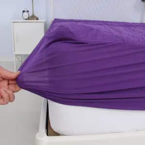 Новый дизайн, распродажа, водонепроницаемый чехол для кровати, оптовая продажа, фиолетовая персиковая ткань, стеганая наматраска для дома